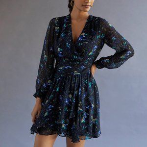 Anthropologie Ruched Floral Mini Dress
